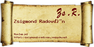 Zsigmond Radován névjegykártya